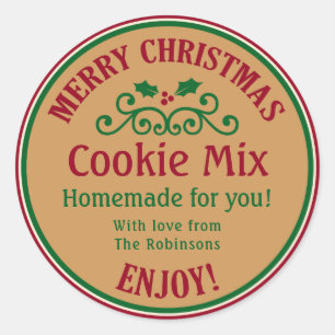 Red and green Christmas cookie mix gift sticker