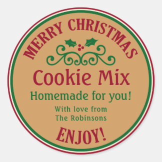 Red and green Christmas cookie mix gift sticker