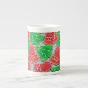 Red and green christmas cookies bone china mug