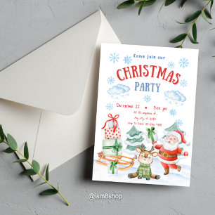 Red and Green Christmas Kids Party Invitation
