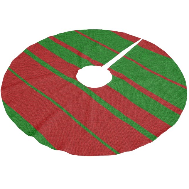 Red and Green Christmas Knitting Design Brushed Polyester Tree Skirt (Angled)