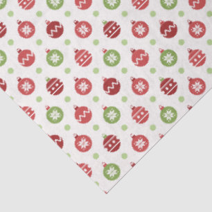Red and Green Christmas Ornament Pattern Tissue Paper