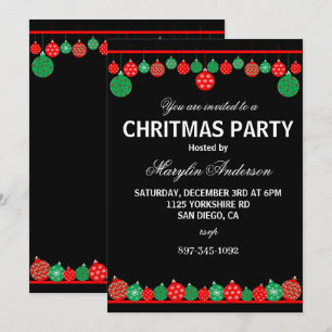 RED AND GREEN CHRISTMAS PARTY CUSTOM INVITATION