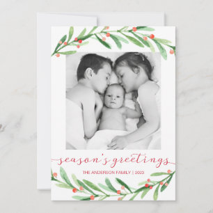 Red and Green Christmas Photo Holiday Cards