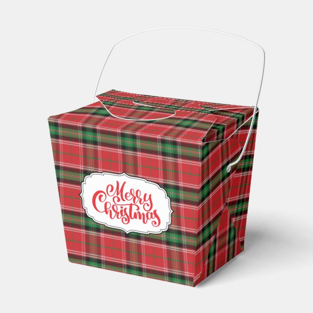 Red and Green Christmas Plaid Favour Box (Front Side)