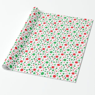 Red and Green Christmas Polka Dots Gift Wrap