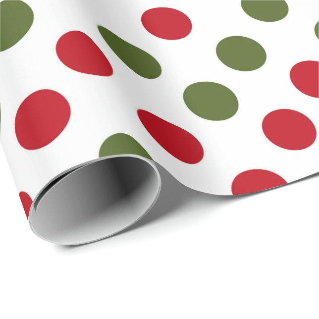 red and green Christmas polka dots Wrapping Paper (Roll Corner)
