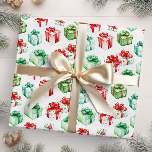 Red and Green Christmas Presents Wrapping Paper