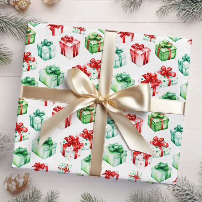Red and Green Christmas Presents Wrapping Paper (Creator Uploaded)