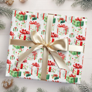 Red and Green Christmas Presents Wrapping Paper