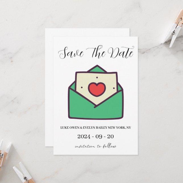 red and green christmas save the date cards (Front/Back In Situ)