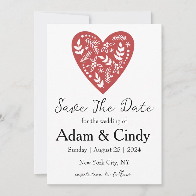 red and green christmas save the date cards (Front)