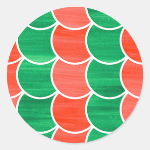 Red and Green Christmas Scale Pattern Stickers