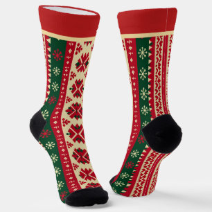 Red and Green Christmas Socks with Name