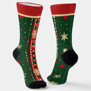Red and Green Christmas Socks with Name