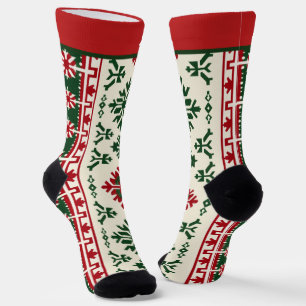 Red and Green Christmas Socks with Name