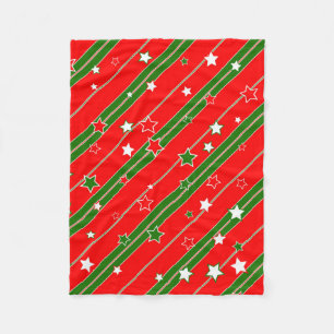 Red and Green Christmas Star Pattern Fleece Blanket