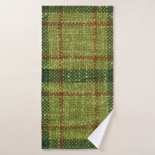Red and green Christmas tartan. Bath Towel