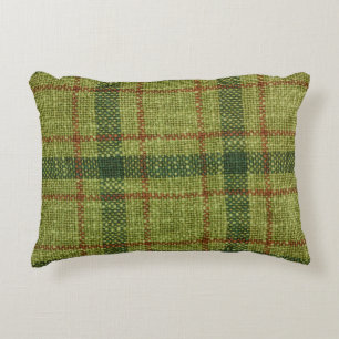 Red and green Christmas tartan. Decorative Cushion