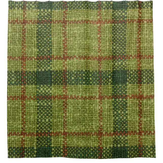 Red and green Christmas tartan. Shower Curtain (Front)