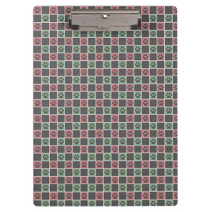 Red and green Christmas Themed Paw print pattern  Clipboard