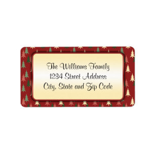 Red and Green Christmas Tree Pattern Label