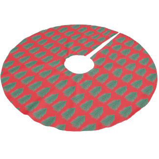 Red and Green Christmas Trees  Brushed Polyester Tree Skirt