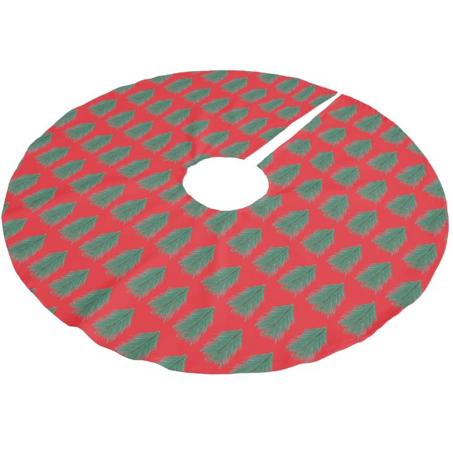 Red and Green Christmas Trees  Brushed Polyester Tree Skirt (Angled)