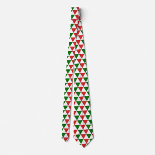 Red and Green Christmas Triangle Pattern Tie