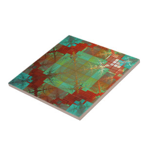 Red and Green Chromatic Fusion Ceramic Tile