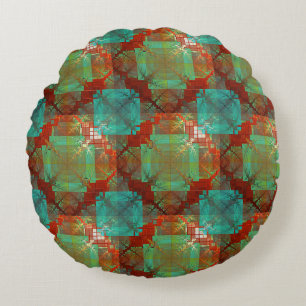 Red and Green Chromatic Fusion Round Pillow