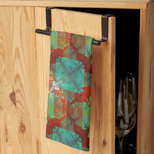 Red and Green Chromatic Fusion Tea Towel