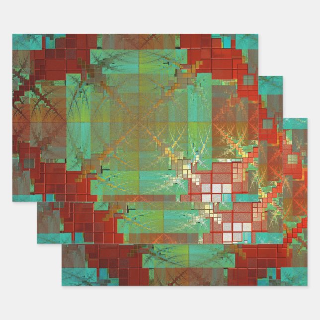 Red and Green Chromatic Fusion Wrapping Paper (Set)