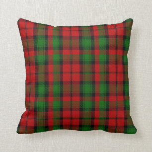 Red and Green Clan Kerr Tartan Plaid Pillow