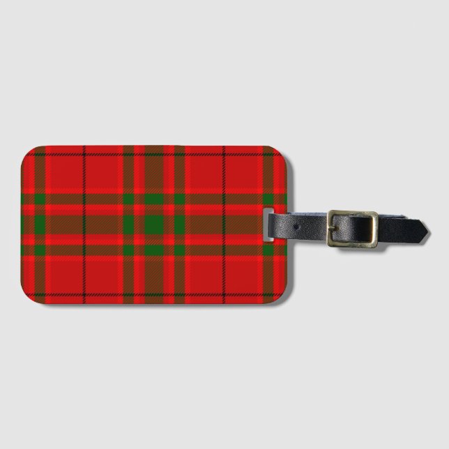 Red and Green Clan MacKinnon Tartan Luggage Tag (Front Horizontal)