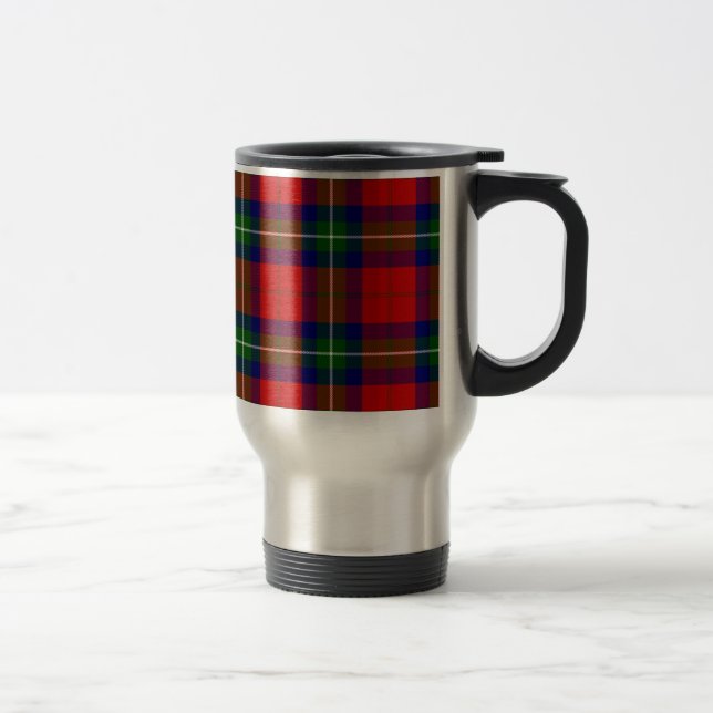 Red and Green Clan Ruthven Tartan Travel Mug (Right)