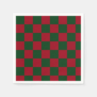 Red and Green Classic Christmas Checkerboard Print Napkin