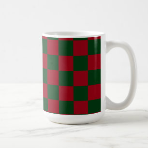Red and Green Classic Christmas Chequerboard Print Coffee Mug