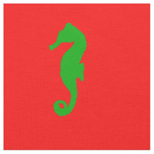 Red And Green Coastal Christmas Decor Seahorse Fabric