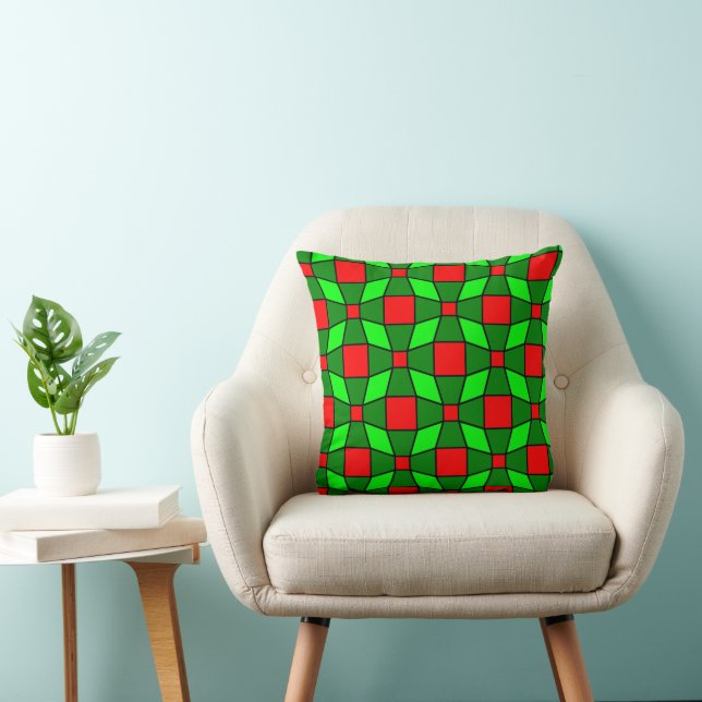 Red and Green Complex Pattern Cushion (Chair)