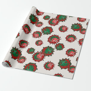 Red and Green Coronavirus   Virus Christmas Wrapping Paper