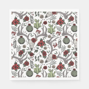 Red and Green Country Cowgirl Christmas Antlers Napkin