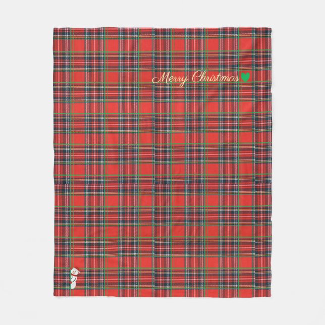 Red and green, cute Christmas check pattern Fleece Blanket (Front)