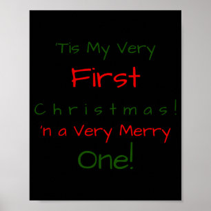Red And Green D First Baby Christmas Baby  Poster
