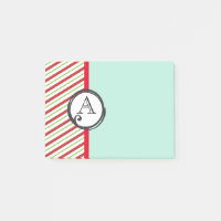 Red And Green Diagonal Stripes With Monogram