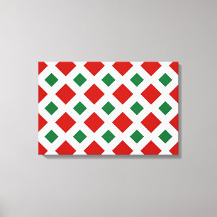 Red and Green Diamonds on White Canvas Print