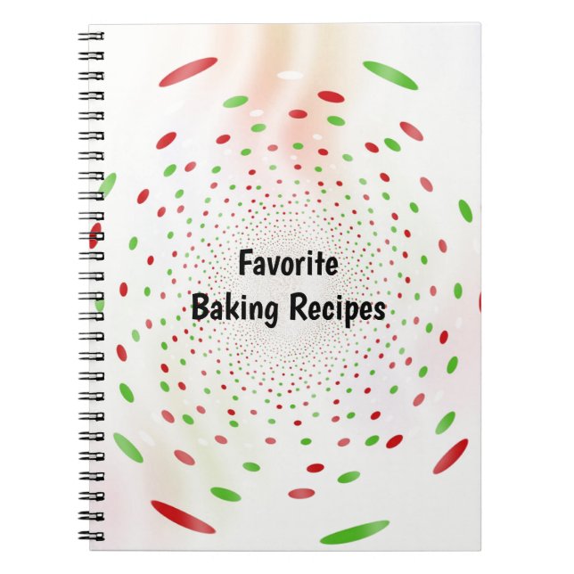 Red and Green Dot Swirl Background Notebook (Front)
