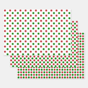 Red and Green Dots Wrapping Paper Sheets