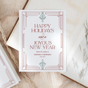 Red and Green   Elegant Corporate Happy Holidays Holiday Postcard
