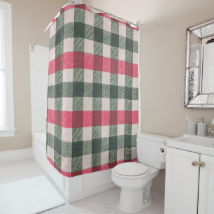 Red and Green Farmhouse Shower Curtain